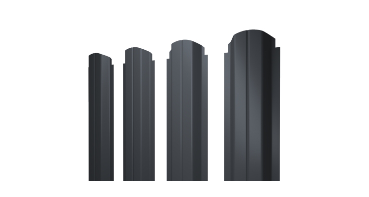 Штакетник П-образный А фигурный 0,5 PurPro Matt 275 RAL 7024 мокрый асфальт