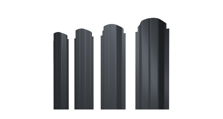 Штакетник П-образный А фигурный 0,4 PE-Matt-Double RAL 7024 мокрый асфальт